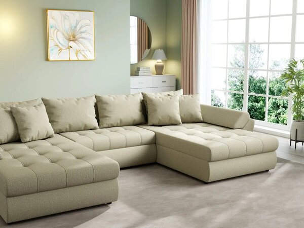 Colțar extensibil dumonde cu ladă de depozitare Loana U Enjoy Camel 375x185 cm