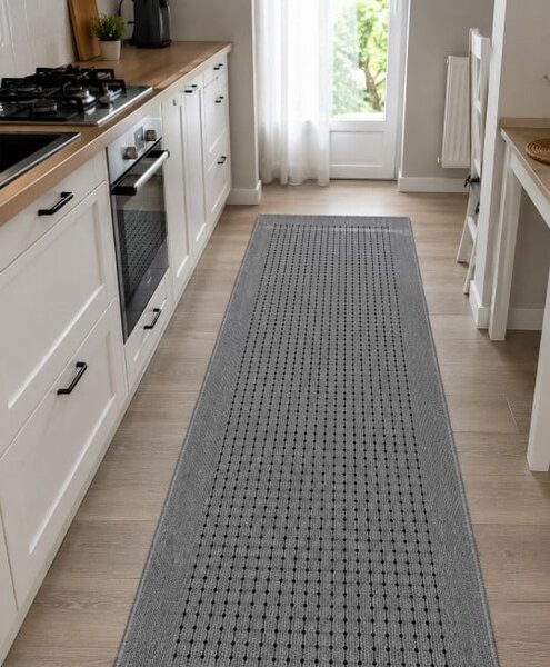 Traversa Antiderapanta Hol Bucatarie, Model Lester, Latime 80 cm, Gri 80 x 300