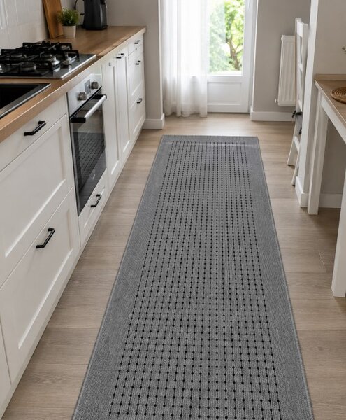 Traversa Antiderapanta Hol Bucatarie, Model Lester, Latime 67 cm, Gri 67 x 200