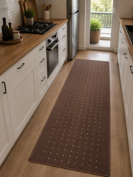 Traversa Antiderapanta Hol Bucatarie, Model Stanford Chestnut, Latime 80 cm, Bej 80 x 200