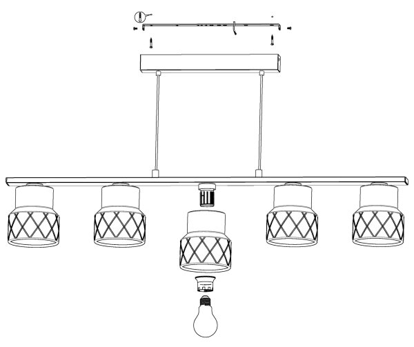 Eglo 39855 - Lustră HILCOTT suspendată pe cablu, 5xE27/40W/230V