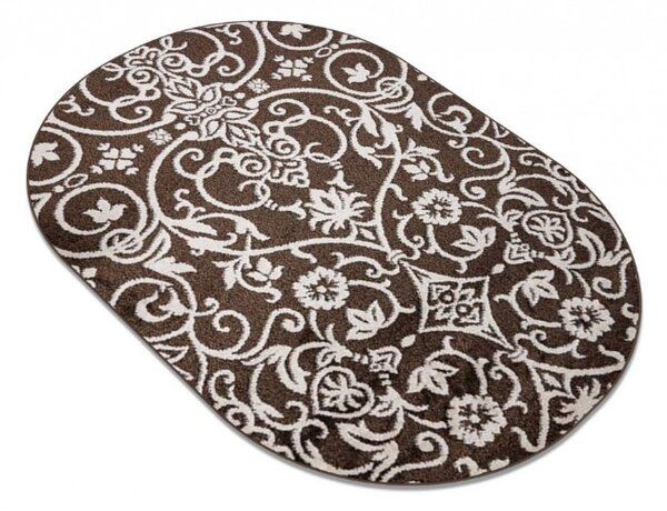 Covor Sufragerie Dormitor, Model Ramuri 16026 13, Oval, Crem Maro Oval, 60x110