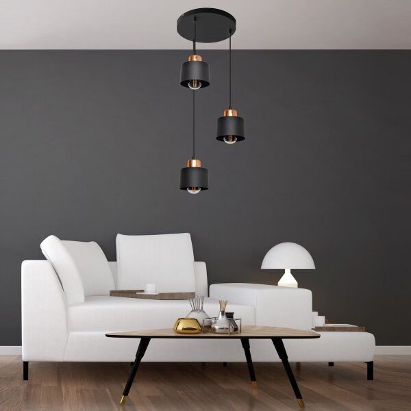 Lustră pe cablu EDISON 3xE27/15W/230V
