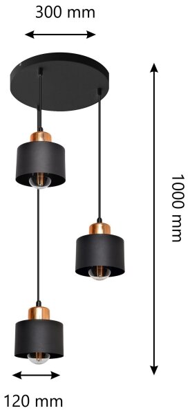 Lustră pe cablu EDISON 3xE27/15W/230V