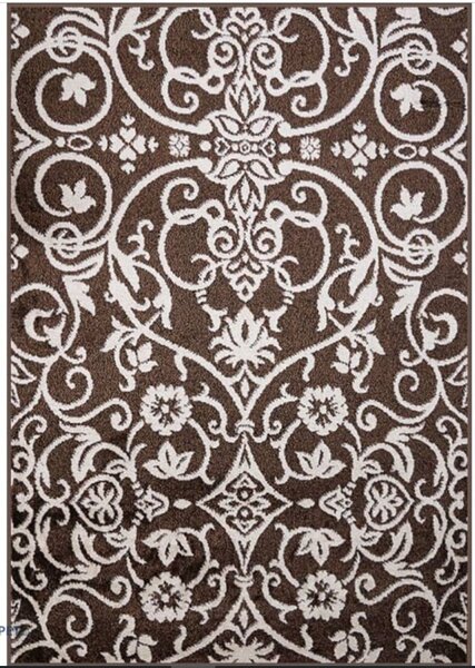 Model Ramuri 16026, Covor dreptunghiular, Crem Maro Dreptunghi, 60x110