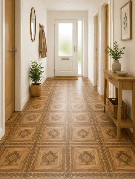 Covorul PVC linoleum Legend, Latimi 1 m, 1.5 m, 2 m si 2,5 m, Maro, Suport Pasla 1.5 x 4 m