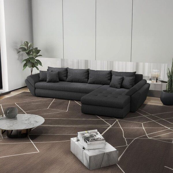 Colțar extensibil dumonde cu ladă de depozitare Loana XL Enjoy Grafit II 335x185 cm