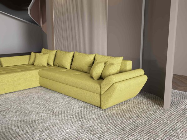 Colțar extensibil dumonde cu ladă de depozitare Loana XL Enjoy Verde 335x185 cm