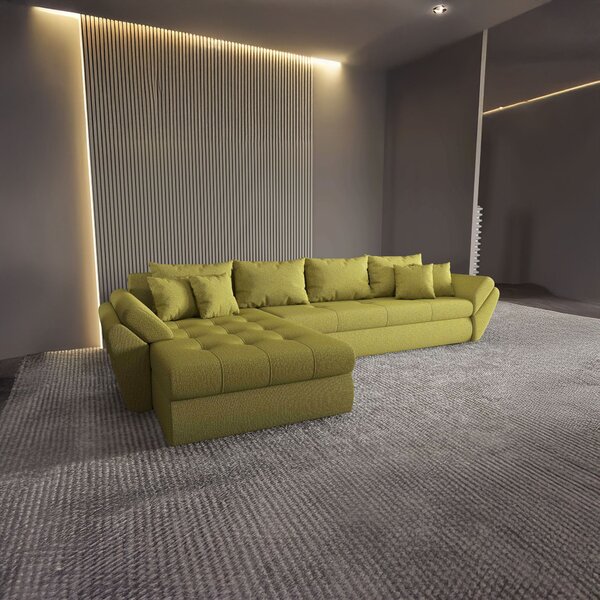 Colțar extensibil dumonde cu ladă de depozitare Loana XL Enjoy Verde 335x185 cm