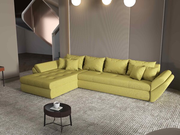Colțar extensibil dumonde cu ladă de depozitare Loana XL Enjoy Verde 335x185 cm