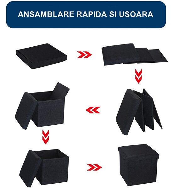 Taburet pliabil cu spatiu pentru depozitare, Bej