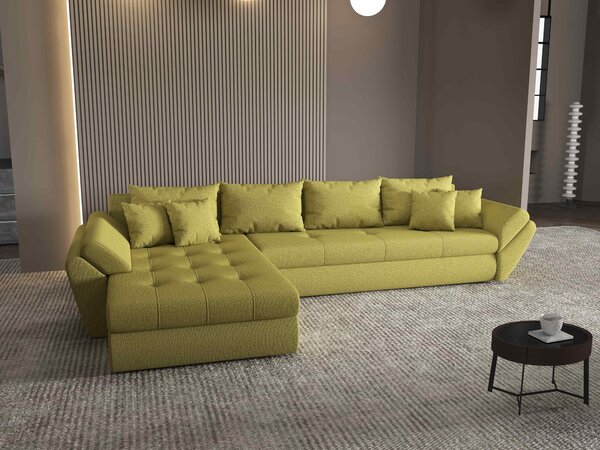 Colțar extensibil dumonde cu ladă de depozitare Loana XL Enjoy Verde 335x185 cm