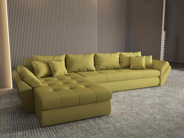 Colțar extensibil dumonde cu ladă de depozitare Loana XL Enjoy Verde 335x185 cm