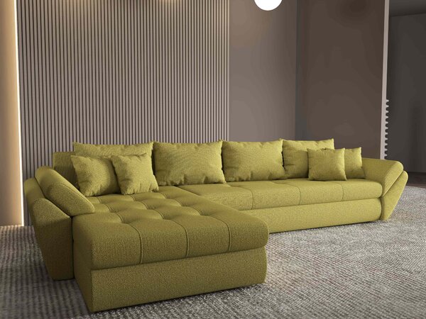 Colțar extensibil dumonde cu ladă de depozitare Loana XL Enjoy Verde 335x185 cm