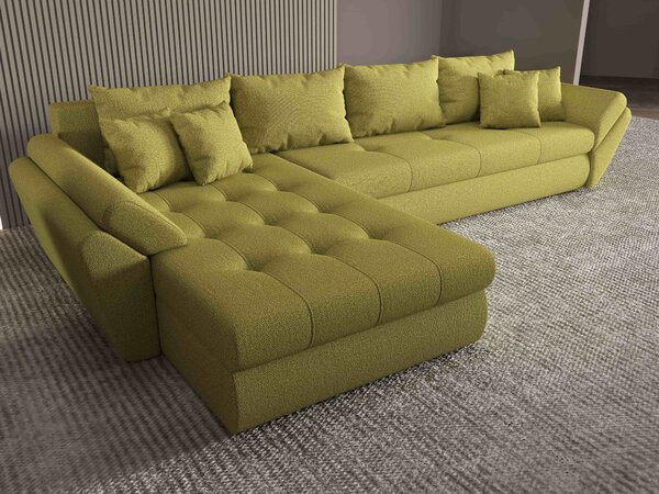 Colțar extensibil dumonde cu ladă de depozitare Loana XL Enjoy Verde 335x185 cm