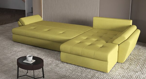 Colțar extensibil dumonde cu ladă de depozitare Loana XL Enjoy Verde 335x185 cm