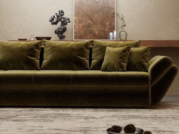 Colțar extensibil dumonde cu ladă de depozitare si sezut confortabil din spuma high-density, Loana XL Monolith Verde Olive 335x185 cm