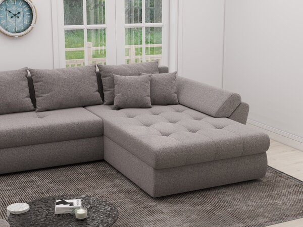 Colțar extensibil dumonde cu ladă de depozitare Loana XL Monte Gri 16 II 335x185 cm