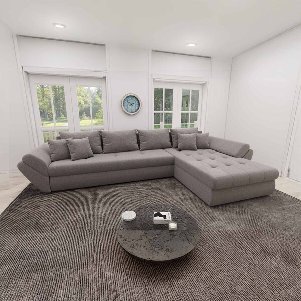 Colțar extensibil dumonde cu ladă de depozitare Loana XL Monte Gri 16 II 335x185 cm