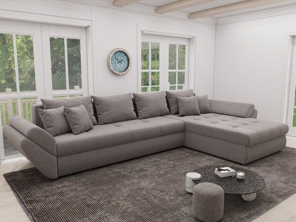 Colțar extensibil dumonde cu ladă de depozitare Loana XL Monte Gri 16 II 335x185 cm