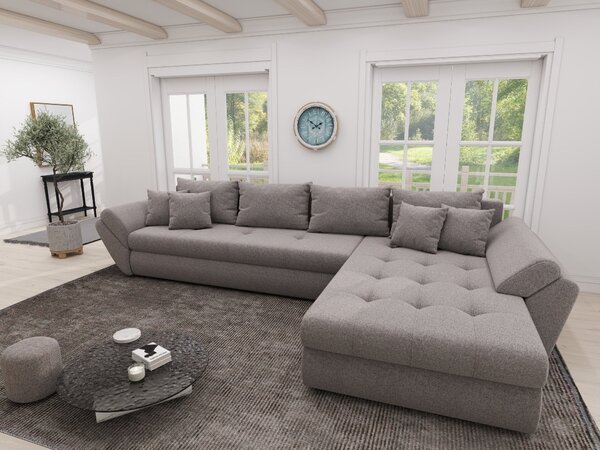 Colțar extensibil dumonde cu ladă de depozitare Loana XL Monte Gri 16 II 335x185 cm