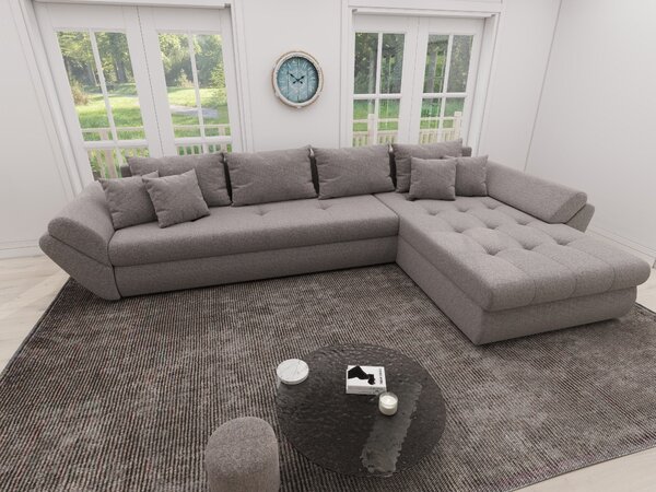 Colțar extensibil dumonde cu ladă de depozitare Loana XL Monte Gri 16 II 335x185 cm