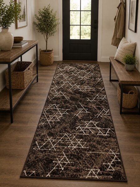 Model Mira 24032 430, Traversa festonata Latime 120 cm, Maro 120 x 200