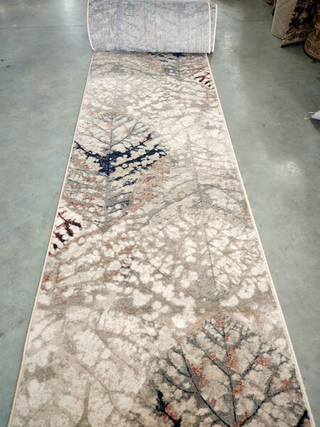 Traversa Hol Model Anny 33001 160, Festonata la capete, Latimea 115 cm, Crem Maro 115 x 300