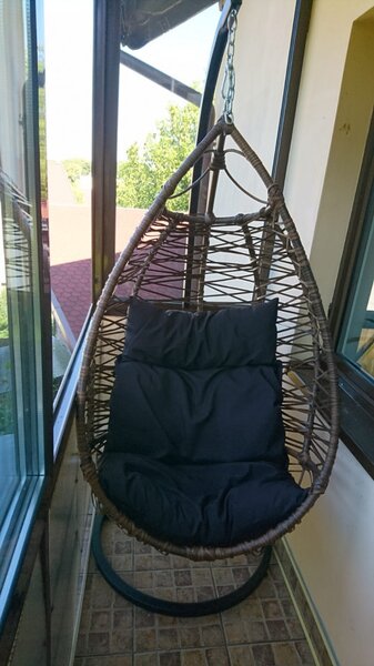 Balansoar cu Lăţime 700 MM şi Împletitură din Ratan - Neimpermeabil - Gri inchis