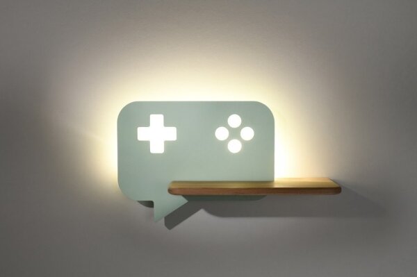 Aplică LED cu raft pentru copii CONSOLE LED/5W/230V verde