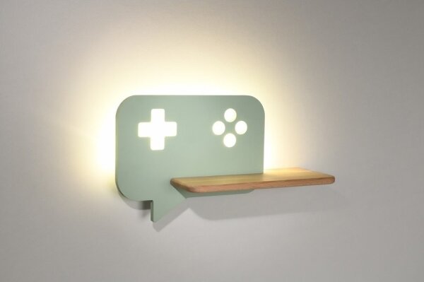Aplică LED cu raft pentru copii CONSOLE LED/5W/230V verde