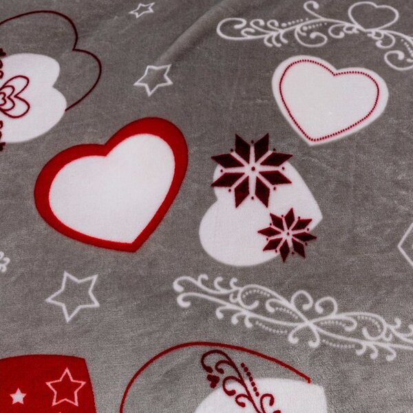 2x Patura de microplus gri pentru Craciun CHRISTMAS HEART 150x200 cm