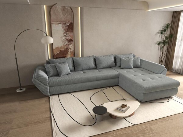 Colțar extensibil dumonde cu ladă de depozitare Loana XL Zoom Grey II 335x185 cm