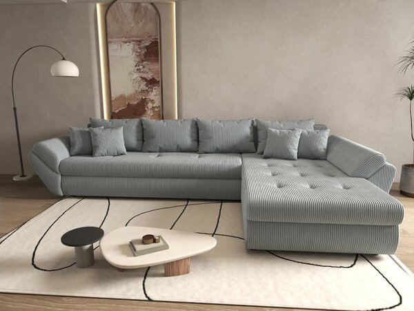 Colțar extensibil dumonde cu ladă de depozitare Loana XL Zoom Grey II 335x185 cm