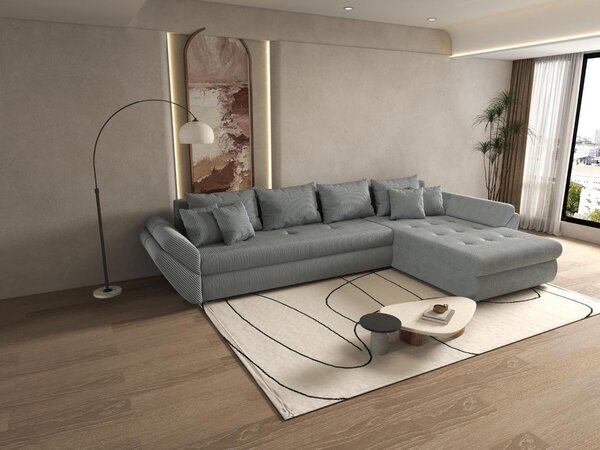 Colțar extensibil dumonde cu ladă de depozitare Loana XL Zoom Grey II 335x185 cm