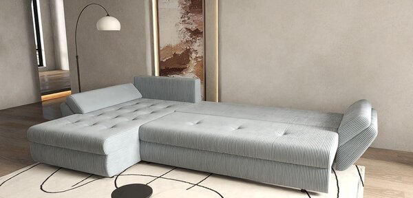 Colțar extensibil dumonde cu ladă de depozitare Loana XL Zoom Grey II 335x185 cm