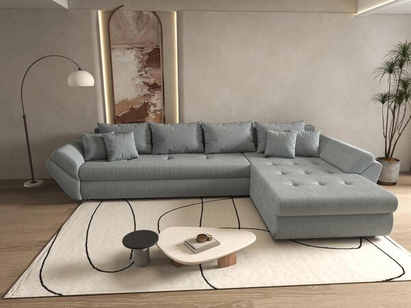 Colțar extensibil dumonde cu ladă de depozitare Loana XL Zoom Grey II 335x185 cm