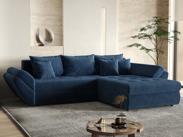 Colțar extensibil dumonde cu ladă de depozitare Loana Zoom Blue II 270x185 cm