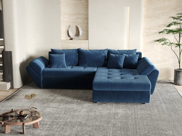 Colțar extensibil dumonde cu ladă de depozitare Loana Zoom Blue II 270x185 cm