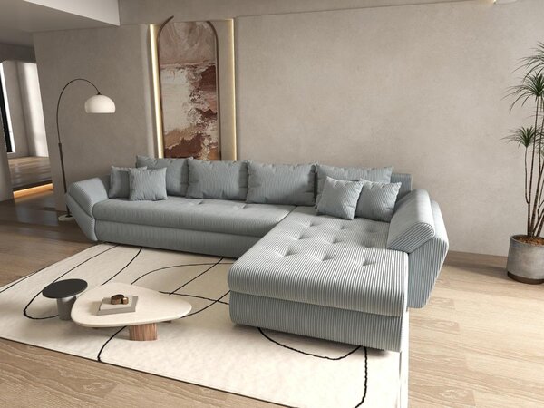 Colțar extensibil dumonde cu ladă de depozitare Loana XL Zoom Grey II 335x185 cm