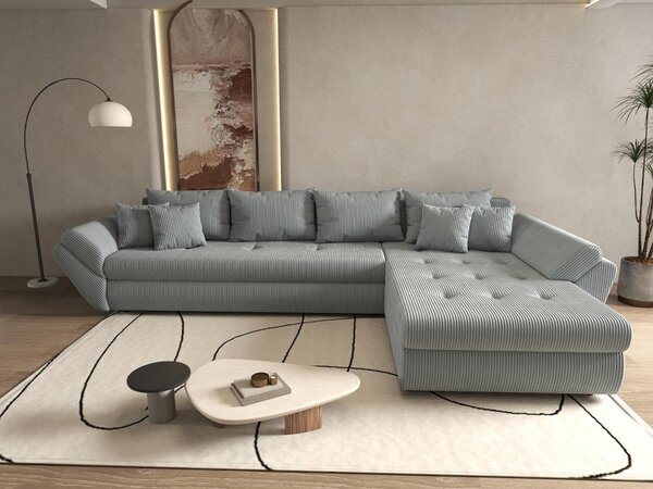 Colțar extensibil dumonde cu ladă de depozitare Loana XL Zoom Grey II 335x185 cm