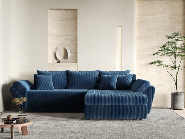 Colțar extensibil dumonde cu ladă de depozitare Loana Zoom Blue II 270x185 cm
