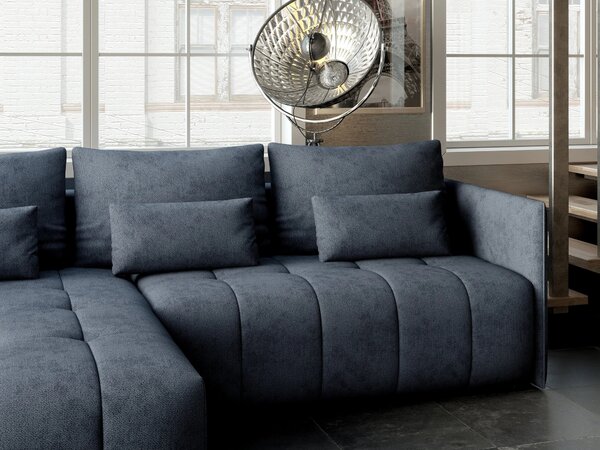 Colțar extensibil dumonde cu ladă de depozitare si sezut confortabil din spuma high-density, Malta Enjoy Antracit 235x185 cm