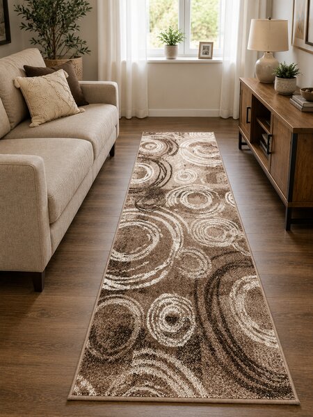 Model Mira 24010 132, Traversa festonata Latime 120 cm, Maro 120 x 600