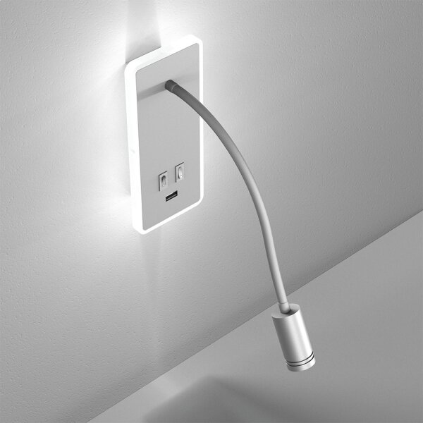 Aplică LED flexibilă de perete cu USB BASE LED/8W+LED/2W/230V albă