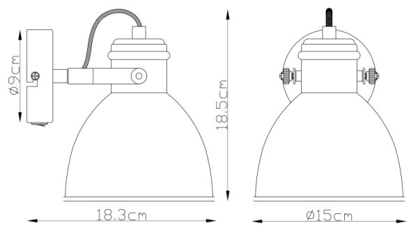Spot de perete Globo 54018-1S WIHO 1xE27/40W/230V