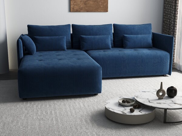 Colțar extensibil dumonde cu ladă de depozitare si sezut confortabil din spuma high-density, Malta Zoom Blue II 235x185 cm