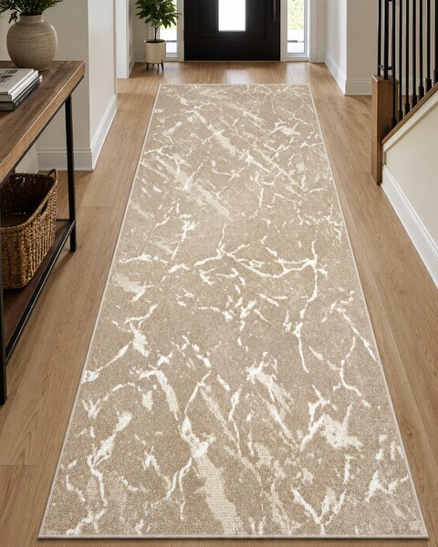 Model Cappuccino 16132 112, Traversa Crem Maro, Festonata, Latime 80 cm 80 x 300