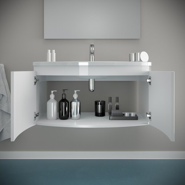 Mobilier Baie Suspendat, Curbat, 80 Cm, Cu Două Uși, Alb Lucios | Garda