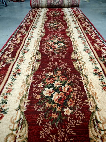 Model Lotos 535 210, Traversa festonata, Latime 90 cm, Rosu Rosu, Dreptunghi, 90 x 200